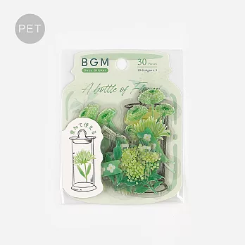 【BGM】散裝PET貼紙包 ‧ 盛開的瓶中花- 草綠色