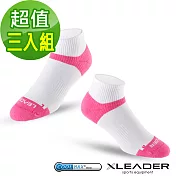 【LEADER】ST-06 台灣製Coolmax專業排汗 機能運動除臭襪 女款 超值3入組 白桃
