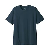 【MUJI 無印良品】男有機棉水洗天竺圓領短袖T恤 XS 暗藍