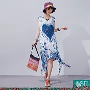 潘克拉 | 藍染愛心圖紋雙面夏季縲縈背心裙 TM1380  FREE 藍色