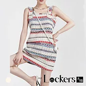 【Lockers 木櫃】夏季時尚編織吊帶連衣裙 L111080105 M 白色