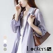 【Lockers 木櫃】夏季時尚天絲防曬罩衫 L111080107 XL 葡萄紫色