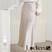 【Lockers 木櫃】夏季親膚顯瘦高腰魚尾裙 L111080111 L 杏色