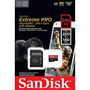 【代理商公司貨】SanDisk 256GB 200MB/s Extreme Pro U3 microSDXC UHS-I V30 A2 記憶卡