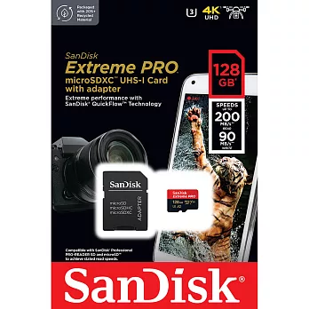 【代理商公司貨】SanDisk 128GB 200MB/s Extreme Pro U3 microSDXC UHS-I V30 A2 記憶卡