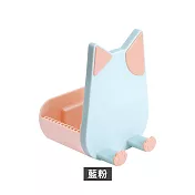 【E.dot】療癒可愛系貓耳鍋蓋手機架 藍粉