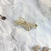 【卡樂熊】法式水鑽禮物結造型彈簧夾/髮夾(兩款)- 珍珠款