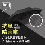 【德國boy】抗UV三折防風晴雨傘 拼接- 石墨黑