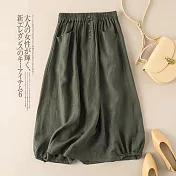 【慢。生活】文藝復古雙口袋棉質薄款花苞長裙 2524  FREE 綠色