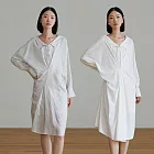 旅途原品 寬鬆襯衫領連衣裙 M L-XL  M 白色