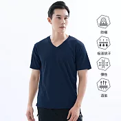 【遊遍天下】MIT台灣製男款透氣吸排抗UV吸排運動V領衫(GS2014) L 丈青