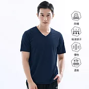 【遊遍天下】MIT台灣製男款透氣吸排抗UV吸排運動V領衫(GS2014) 2XL 丈青