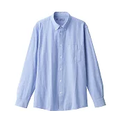 【MUJI 無印良品】男有機棉水洗牛津布扣領襯衫 XS 淡藍