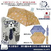 【Kusuguru Japan】日本眼鏡貓NEKOZAWA貓澤系列晴雨兩用抗UV折疊傘 -黃色