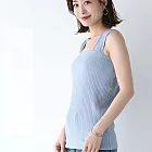 【ACheter】 日系螺紋優質棉修身短版百搭實穿背心上衣# 113498 M 藍色