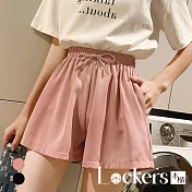 【Lockers 木櫃】夏季冰絲闊腿A字短褲 L111081515 L 粉色