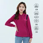 【遊遍天下】MIT台灣製女款顯瘦抗UV防曬吸濕排汗機能POLO長衫(GL1010) 3XL 紫紅