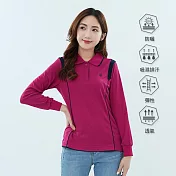 【遊遍天下】MIT台灣製女款顯瘦抗UV防曬吸濕排汗機能POLO長衫(GL1010) 3XL 紫紅