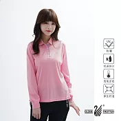 【遊遍天下】女款抗UV防曬吸濕排汗機能長袖POLO衫(GL1016) XL 粉紅