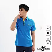 【遊遍天下】男款抗UV防曬吸濕排汗機能POLO衫(GS1033) XL 藍黃