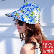 Seoul Show首爾秀 可拆式兩用外出碎花防曬遮陽帽 亮藍花