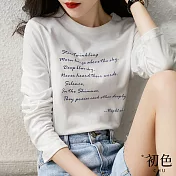 【初色】文藝印花長袖T恤-共2色-60184(M-XL可選) L 白色
