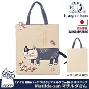 【Kusuguru Japan】日本眼鏡貓Matilda-san系列日式和柄雜誌包  -山茶花款(米黃色)