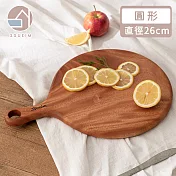 【韓國SSUEIM】桃花心木製把手圓形砧板/托盤25cm