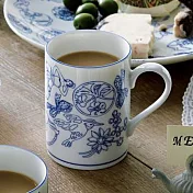 【maebata】Brooches歐風花園陶瓷馬克杯280ml ‧ 藍