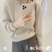 【Lockers 木櫃】秋季復古寬鬆針織上衣L111091910 M 白色