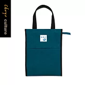 珠友 多功能手提袋/學生補習袋/雪花布便當袋/側邊可收納水壺(直/A4) 03藍綠