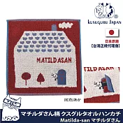 【Kusuguru Japan】日本眼鏡貓Matilda-san系列房子款絨毛刺繡提花毛巾手帕  -紅色款