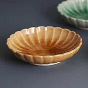 【Minoru陶器】Amane高雅花形陶瓷深盤19cm ‧ 黃