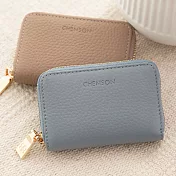 CHENSON真皮11卡一手握卡包零錢包(W22148-7) 藍