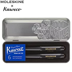MOLESKINE x KAWECO聯名鋼筆原子筆組(含鋼筆補充墨水6入)─ 黑
