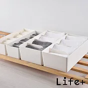 Life+ 日式簡約 多功能可堆疊分隔襪子/內褲收納盒_5格