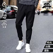【KISSDIAMOND】極簡純色九分休閒運動褲(長褲/KDP-92002) 3XL 黑色