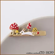 『坂井.亞希子』森林嬉戲兔子蘑菇造型滴釉髮夾 -單兔款