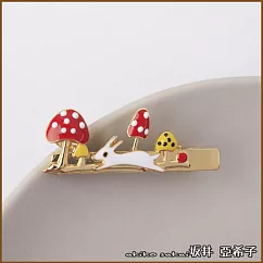 『坂井.亞希子』森林嬉戲兔子蘑菇造型滴釉髮夾 ─單兔款