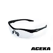 【ACEKA】質感曜石黑框運動眼鏡-透明鏡片 (SHIELD 防護系列) 透明鏡片