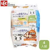 日本LEC 激落倍半碳酸鈉居家及地板清潔濕巾20枚x4包入組
