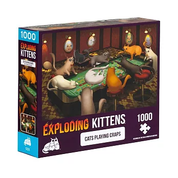 【GoKids】爆炸貓1000片拼圖: 賭桌上的貓 英文版 Exploding Kittens 1000 Piece Puzzle Cats Playing Craps