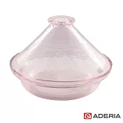 【ADERIA】日本進口大型透明玻璃塔吉鍋(粉紅)