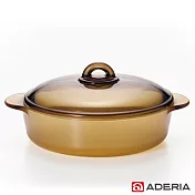 【ADERIA】日本進口陶瓷塗層耐熱玻璃調理鍋2.3L(棕)