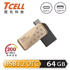 TCELL 冠元-Type-C USB3.2 64GB 雙介面OTG大正浪漫隨身碟 麻葉紋金