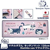 【Kusuguru Japan】日本眼鏡貓Matilda-san系列超吸水防滑厚絨減壓長型地墊(45x120cm) -粉紫色