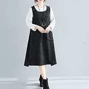 【AnZa】文藝復古灯芯绒背心裙(2色) FREE 黑色