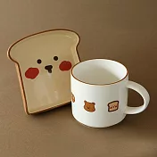 【韓國Dailylike】可愛動物陶瓷馬克杯+吐司餐盤2件禮盒 ‧ Bread