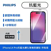 【Philips 飛利浦】iPhone 14 Pro 6.1吋 抗藍光9H鋼化玻璃保護貼-秒貼版 透明