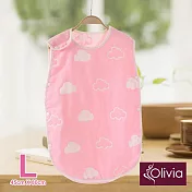 【Olivia】全棉六層紗 寶寶兒童四季防踢被背心 3-4Y 粉色雲朵